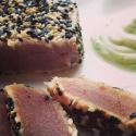Sesame Crusted Rare Yellow-Fin Tuna Steak With Wasabi Yogurt